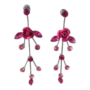 Elegant Pink Floral Drop Earrings